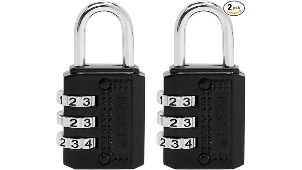 black dual 3 digit padlock