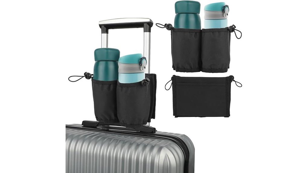 Luggage Handle Cups for Coffee on the Move (Clip‑On Holders) 8 black dual cup holder