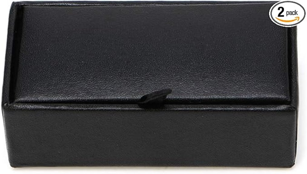 black faux leather cufflinks