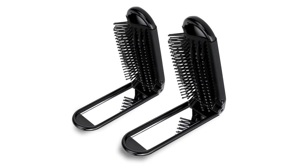 Best Foldable Travel Hair Brushes with Mirrors for On-the-Go 7 black foldable anti static mirror