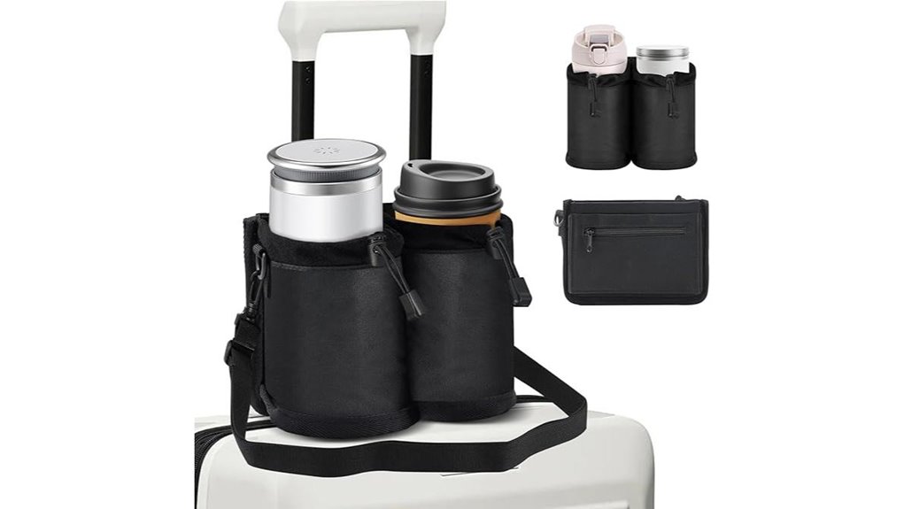 Luggage Handle Cups for Coffee on the Move (Clip‑On Holders) 6 black luggage cup holder