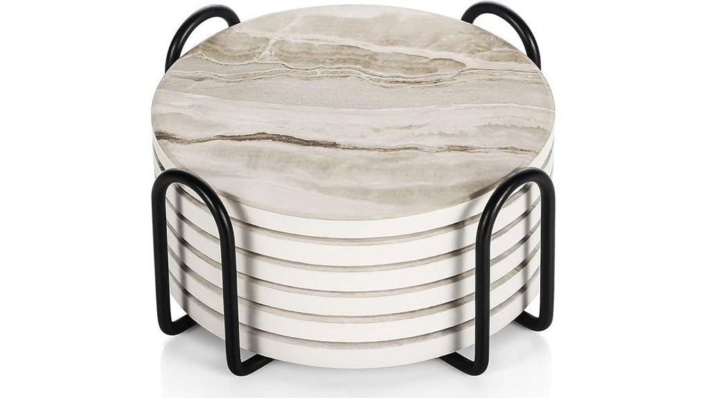 black marble ceramic coasters