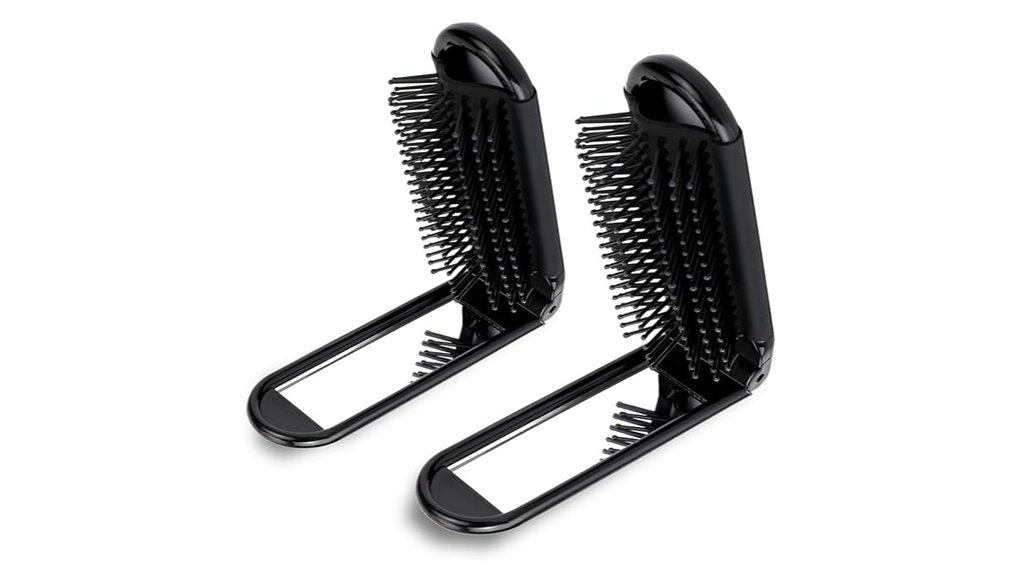 Travel Hairbrushes for Thick Hair: Compact Picks That Work 4 black mirror foldable set