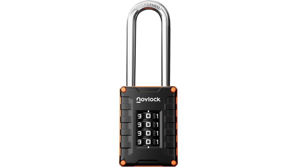 Travel‑Safe Locks (Long Shackle) Hostel Lockers Keep Bag Safe 4 black orange shackle 4 digit padlock