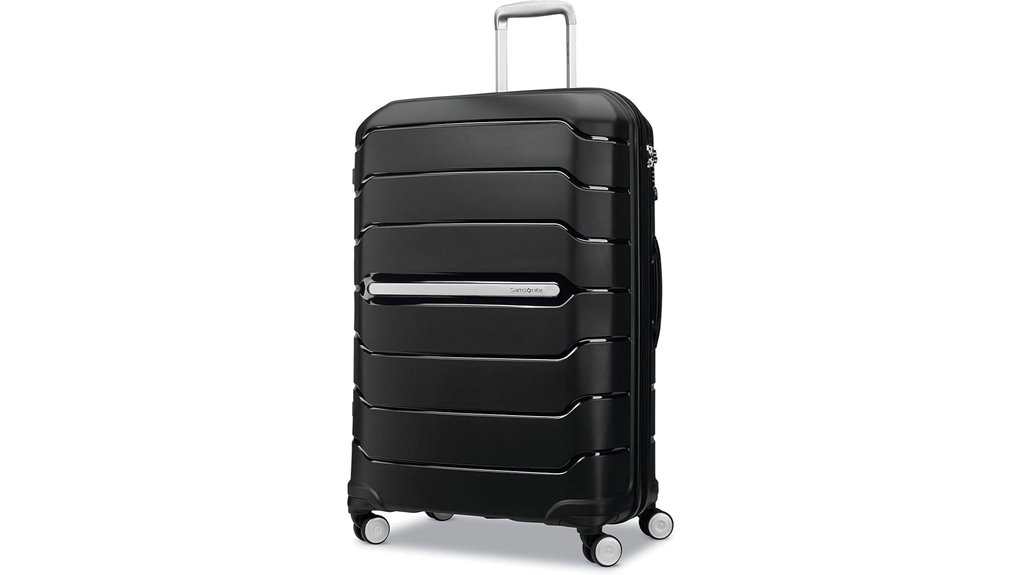 black samsonite checked luggage