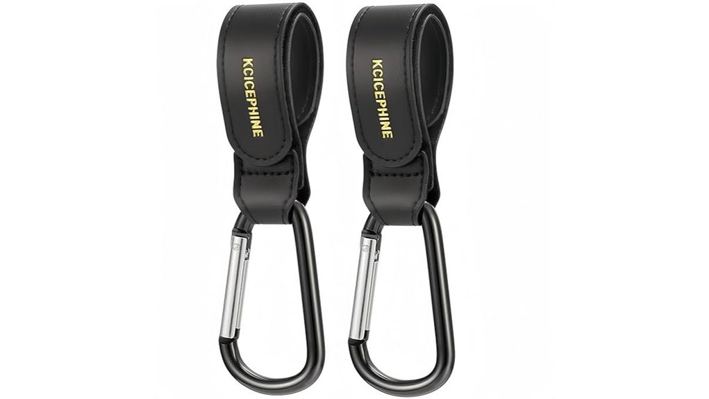 Stroller Travel Hooks (Strong, Non‑Slip) Keep Baby Secure 4 black stroller hook straps
