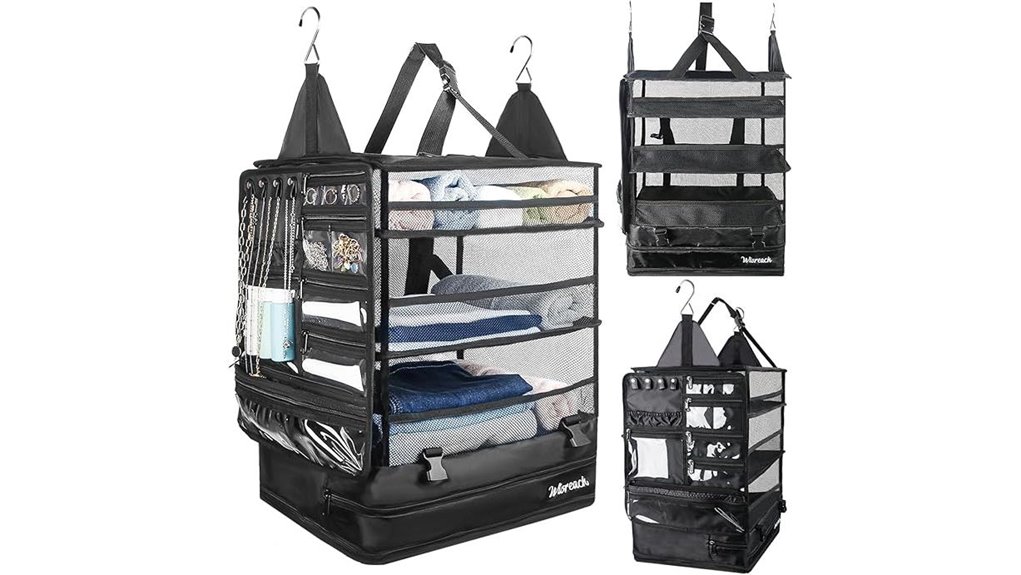 Suitcase Organizers That Make Split Hotel Stays Simple 7 black travel shelves organizer