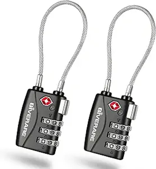 Travel Cable Locks for Lockers & Bags You’ll Love 2 black tsa 3 digit padlocks