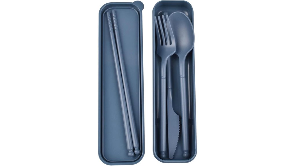 Best Reusable Cutlery Kits for Airport Security No Sharp Edge 9 blue camping cutlery set