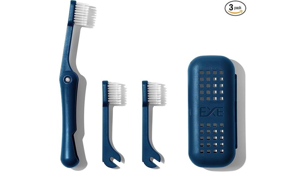 blue dual bristle three head brush