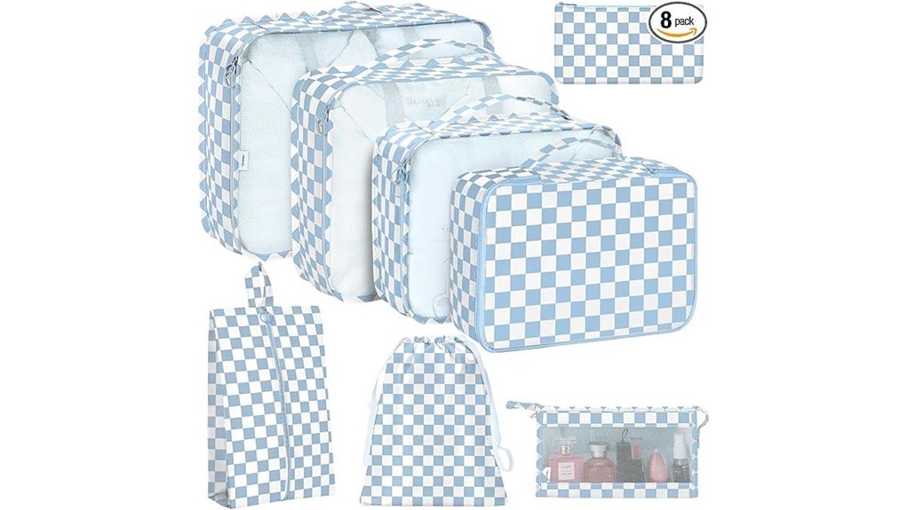 blue travel packing cubes