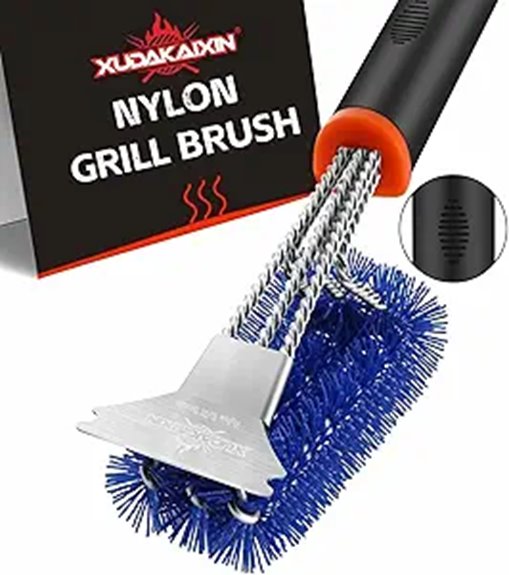 Best Grill Brush That Keeps Your Grill Spotless 7 blue triple bristle scrubber