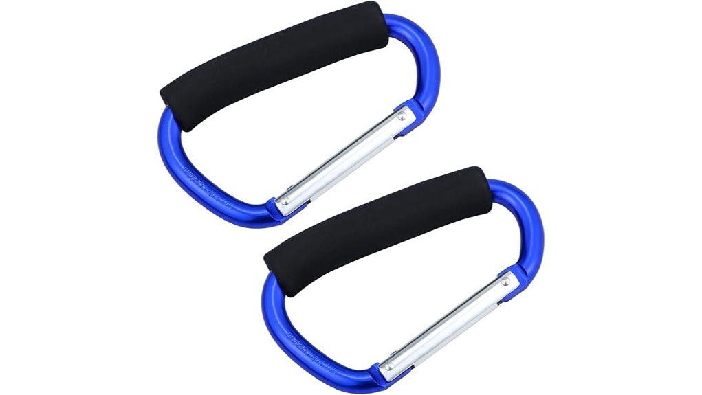 Best Carabiner grocery bag handle hook for Easy Shopping 8 blue two pack grocery holders