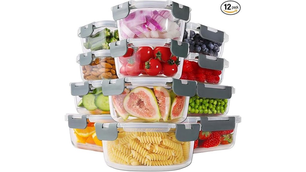 Glass Food Storage Containers Set for a Clever Kitchen 6 borosilicate 24 piece food containers