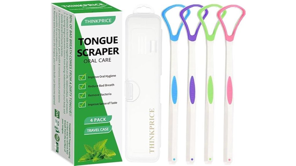 Best Travel Tongue Scrapers: Case Included for On-the-Go Use 9 bpa free 4 piece tongue scrapers