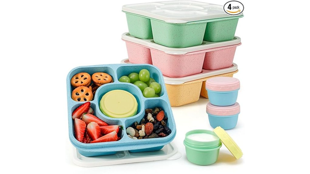 bpa free leakproof 5 compartment box