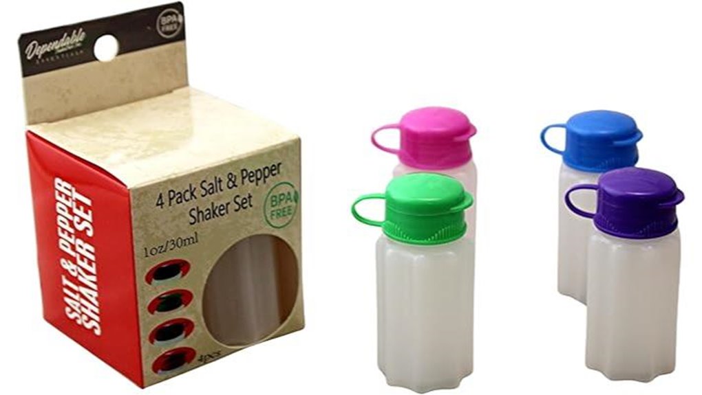Top Mini salt/pepper shaker (sealed) That Keeps Seasoning Fresh 14 bpa free salt pepper shakers