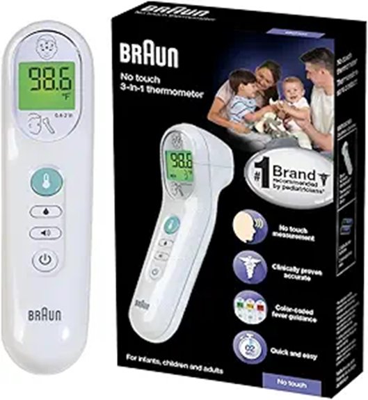 Top Travel Thermometers: No-Contact vs Oral for Families 4 braun no touch 3 in 1 thermometer