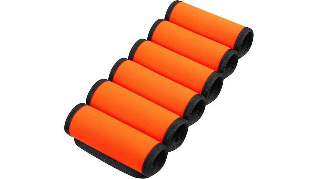 bright orange luggage tags