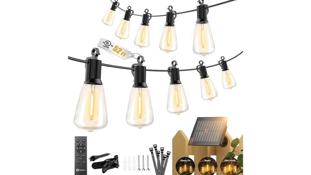 brightown 52ft dimmable solar