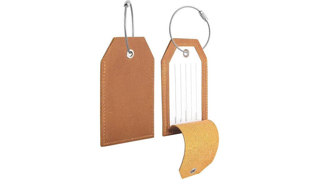 brown genuine leather tags
