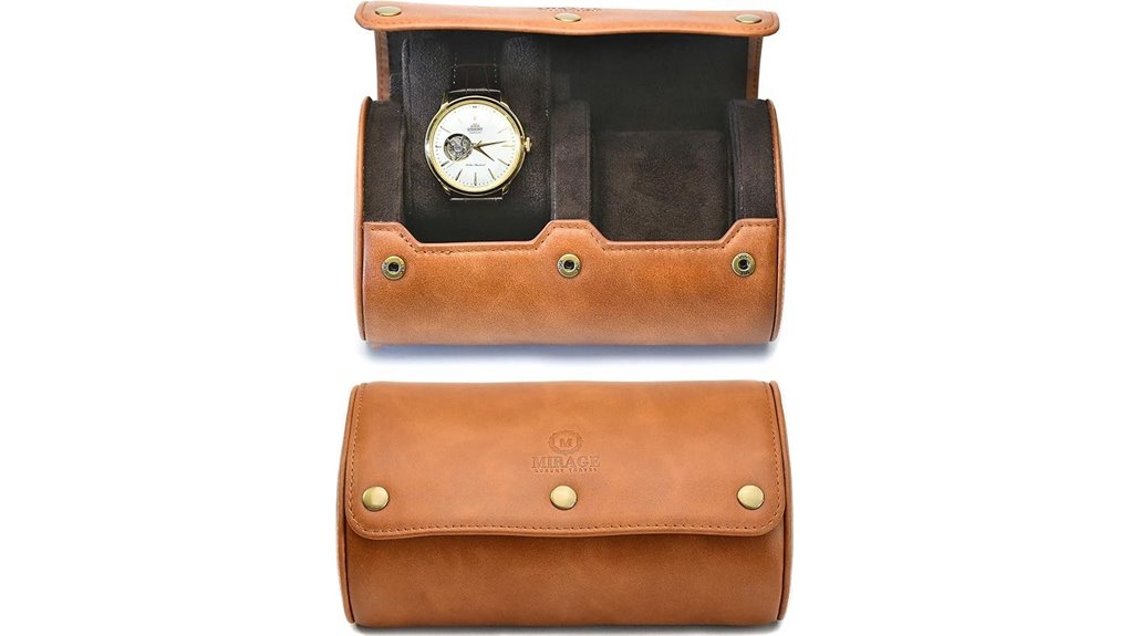 brown leather 2 slot watch