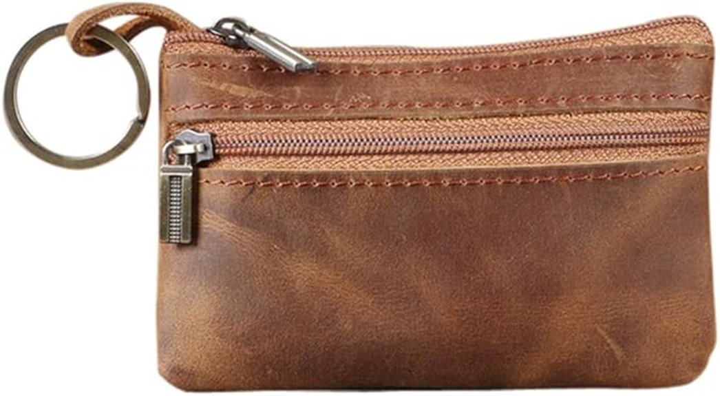brown leather men coin purse