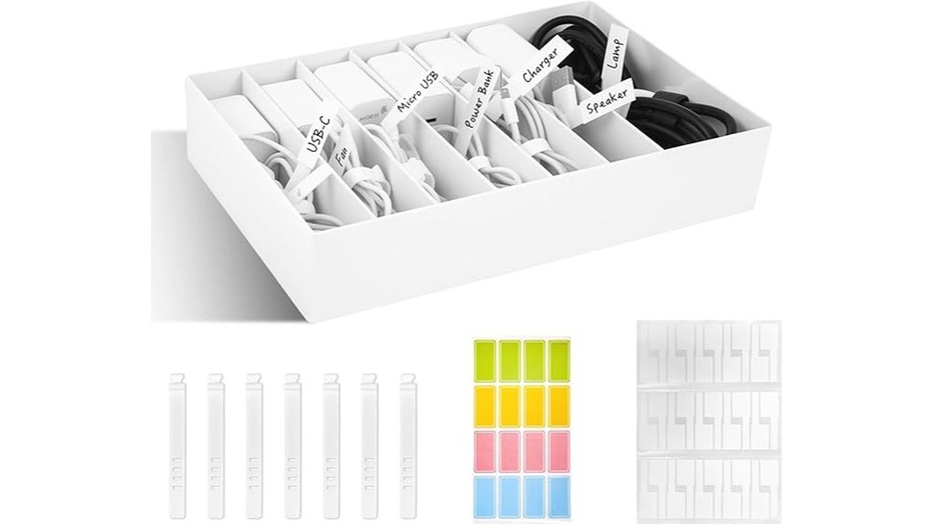 Compact Cable Organizers with Labeled Slots (No Tangles) 6 cable box wire ties labels