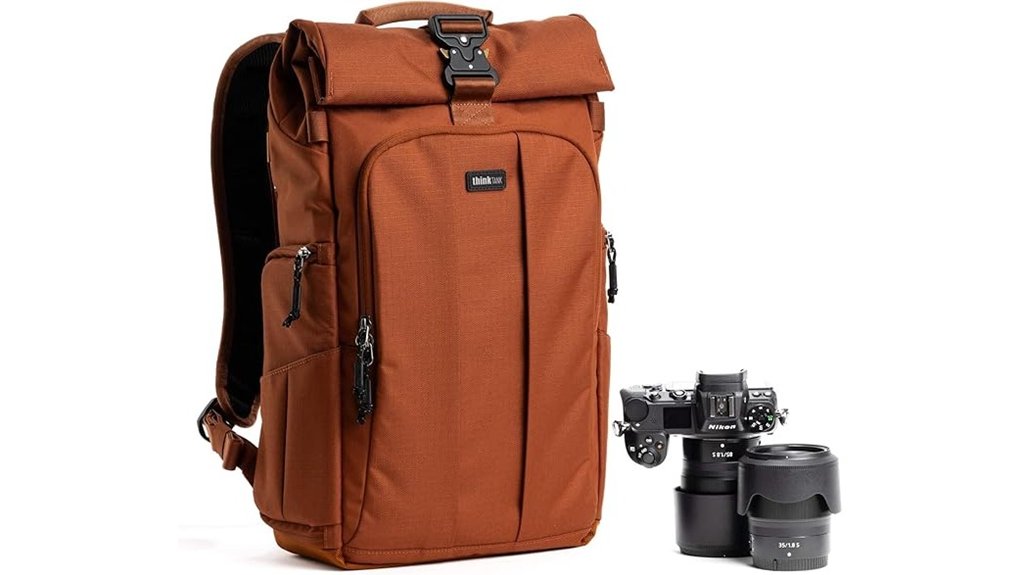 camera backpack urban rust
