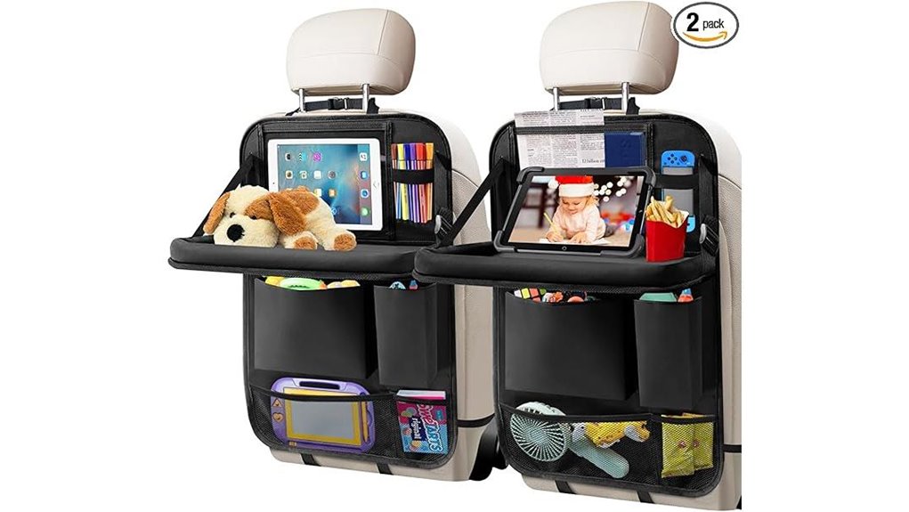 Must-Have Wipe-Clean Backseat Snack Trays for Family Travel 5 car backseat 6 pocket tablet holder