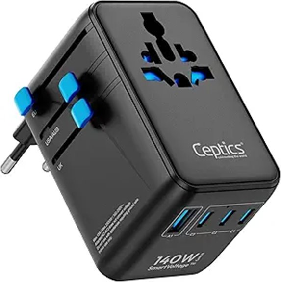 Smart Universal Plug Adapters With USB‑C: Stylish And Safe Designs 7 ceptics 140w 6 in 1 adapter