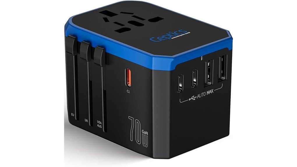 Top USB‑C GaN Chargers with EU/UK/US Plug Set (Modular) 5 ceptics 70w travel adapter