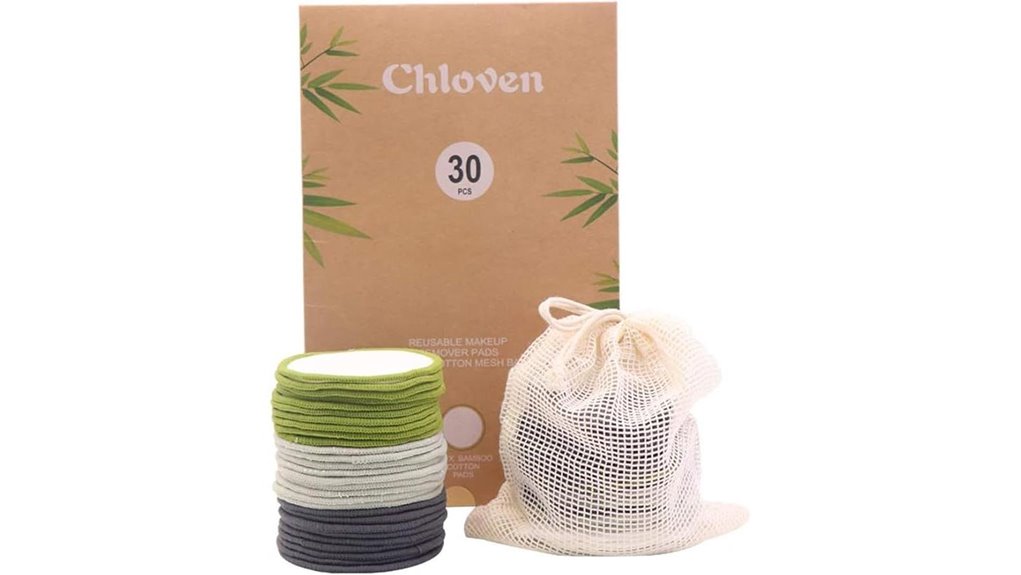 Reusable Cotton Rounds for Travel: Washable Kit That Save Time 6 chloven reusable bamboo pads