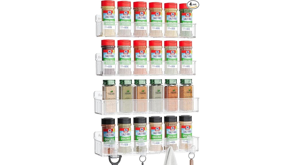 clear 4 pack wall mounted spice rack