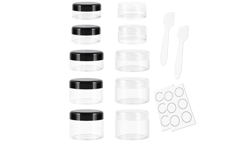 Top Travel-Size Skincare Spatulas (Hygienic Jars) You’ll Love 12 clear black screwtop containers