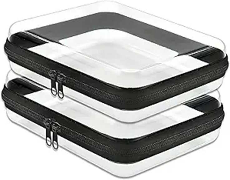 clear cosmetic zipper bins