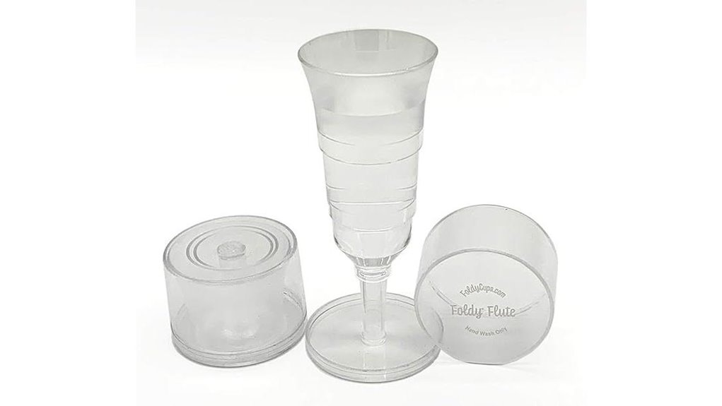 Best Foldable Picnic Wine Glasses for Travel (Durable Plastic) 2 clear plastic wine flutes