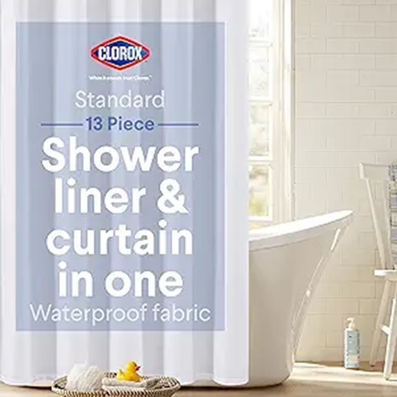 Shower Curtain Liner (Mildew-Resistant) That Keeps Mildew Away 11 clorox 2 in 1 liner hooks