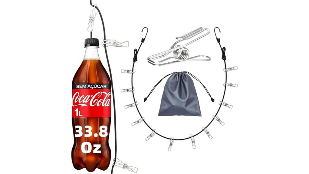 Compact Clotheslines With Clips (Hang Anywhere) for Laundry 8 clothesline 12 stainless hooks