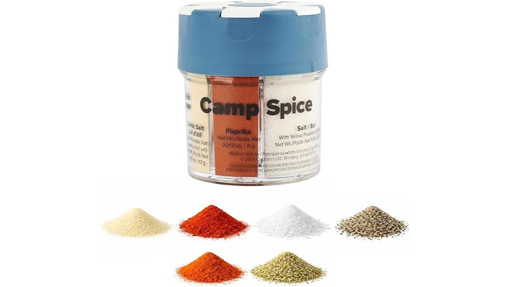 Compact Spice Containers For Travel Cooking—Leak-Proof 4 coghlan compact six compartment shakers