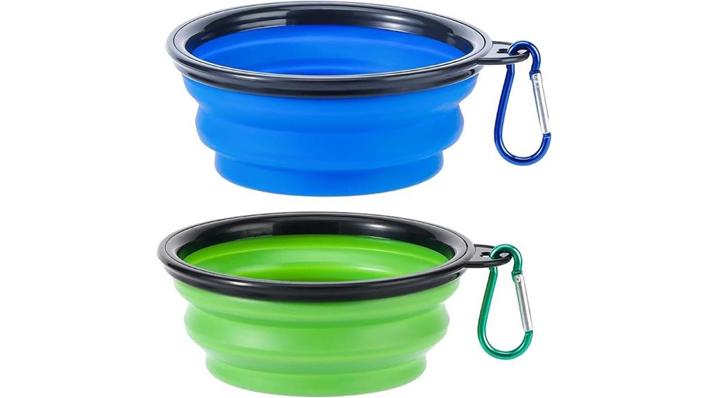The Best Collapsible Water Bowls for Traveling With Pets 9 collapsible 2 pack blue green