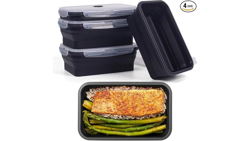 Fold-Flat Collapsible Lunch Boxes That Travelers Love 4 collapsible 4 pack 40oz containers