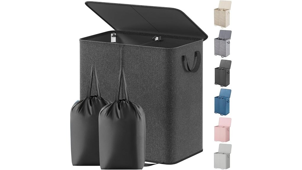 collapsible black double hamper