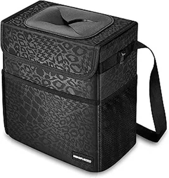 collapsible black leopard trash can