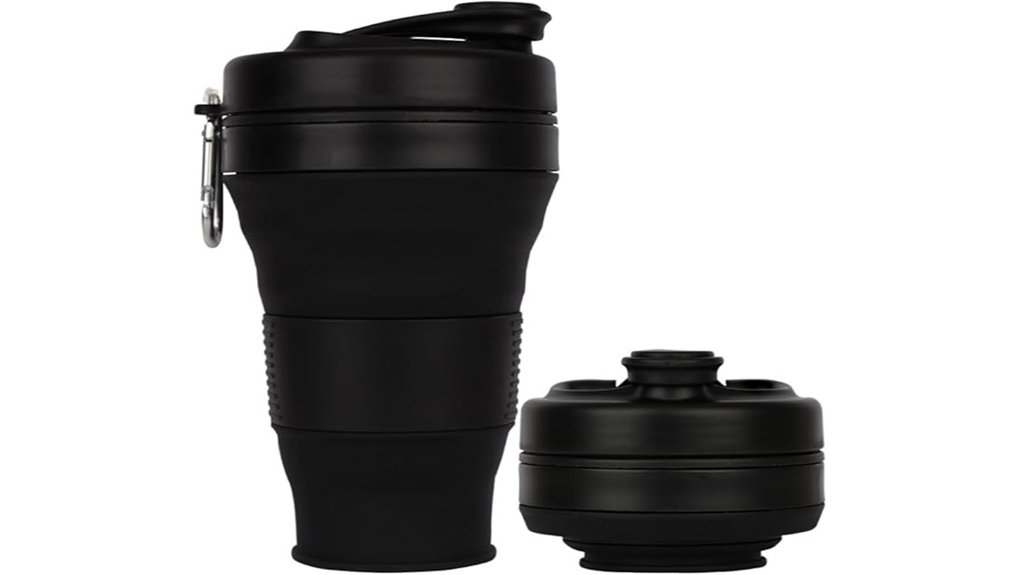 collapsible black silicone cup