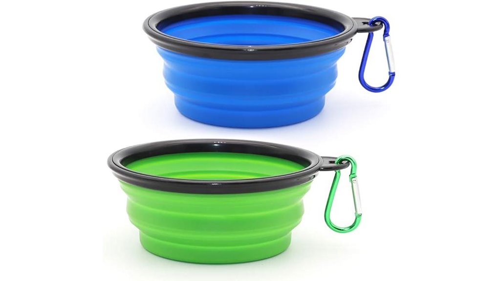 The Best Collapsible Water Bowls for Traveling With Pets 1 collapsible dog bowls carabiners 2 pack