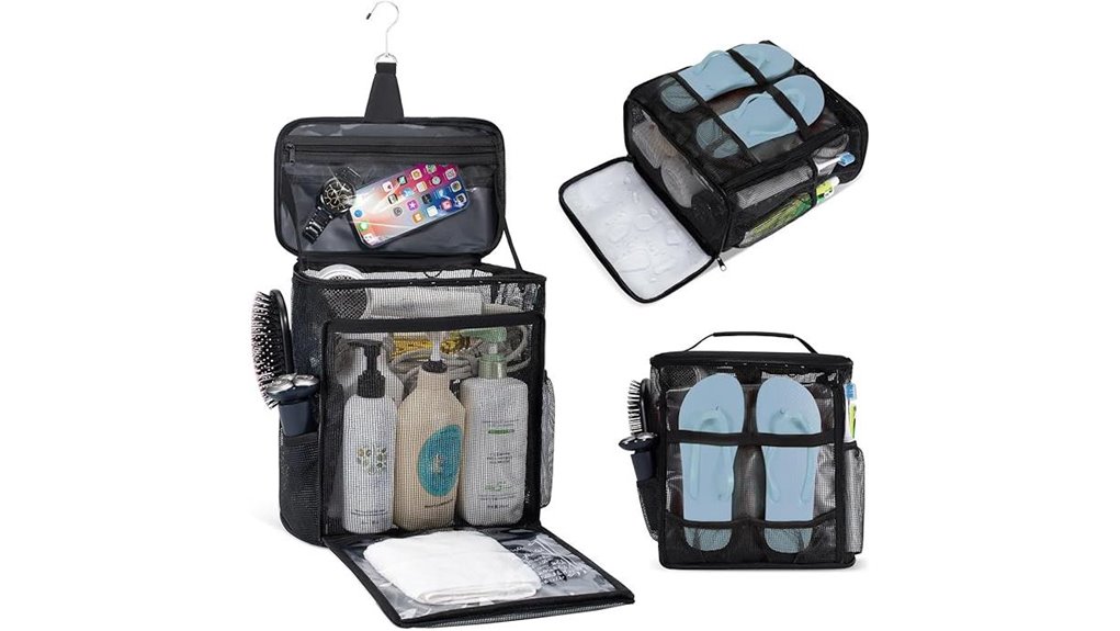 Quick-Dry Mesh Travel Shower Bags Hostels Travelers Love 15 collapsible mesh caddy hook