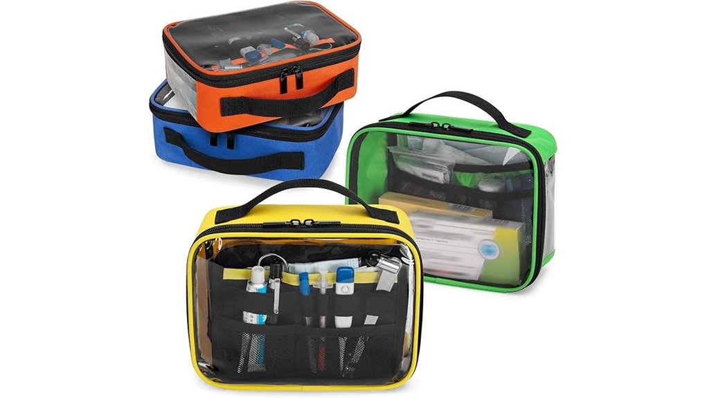 color coded clear firstaid pouches