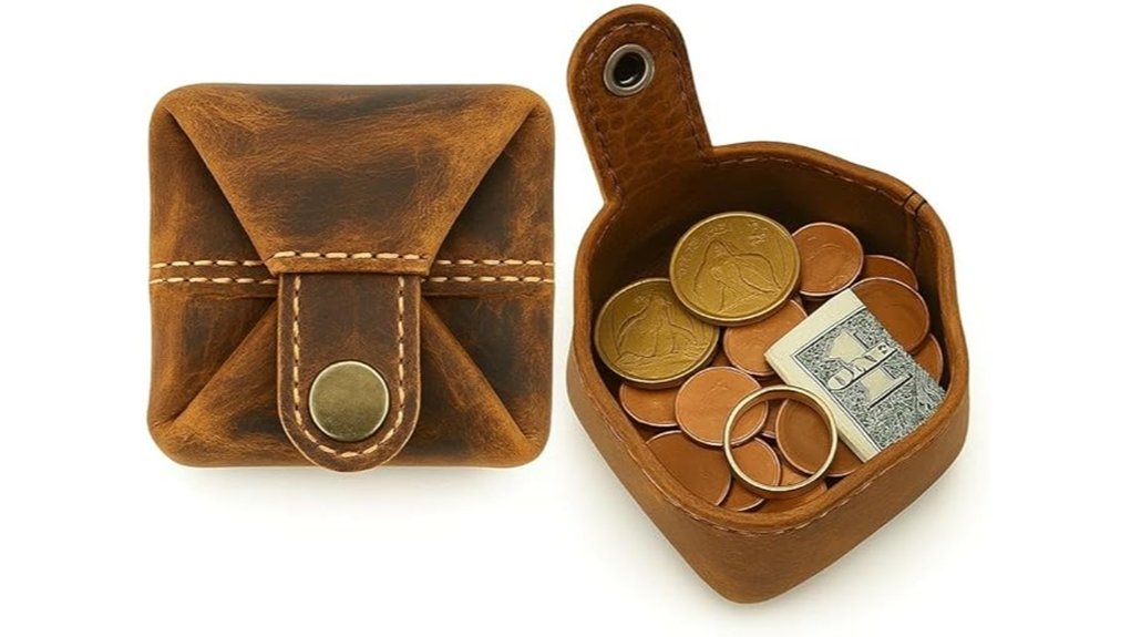 compact brown leather pouch