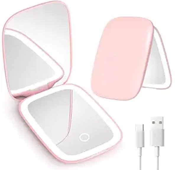 Compact Mirror with LED Ring (Pocket) for On-the-Go Glow 8 compact dual magnification led mirror